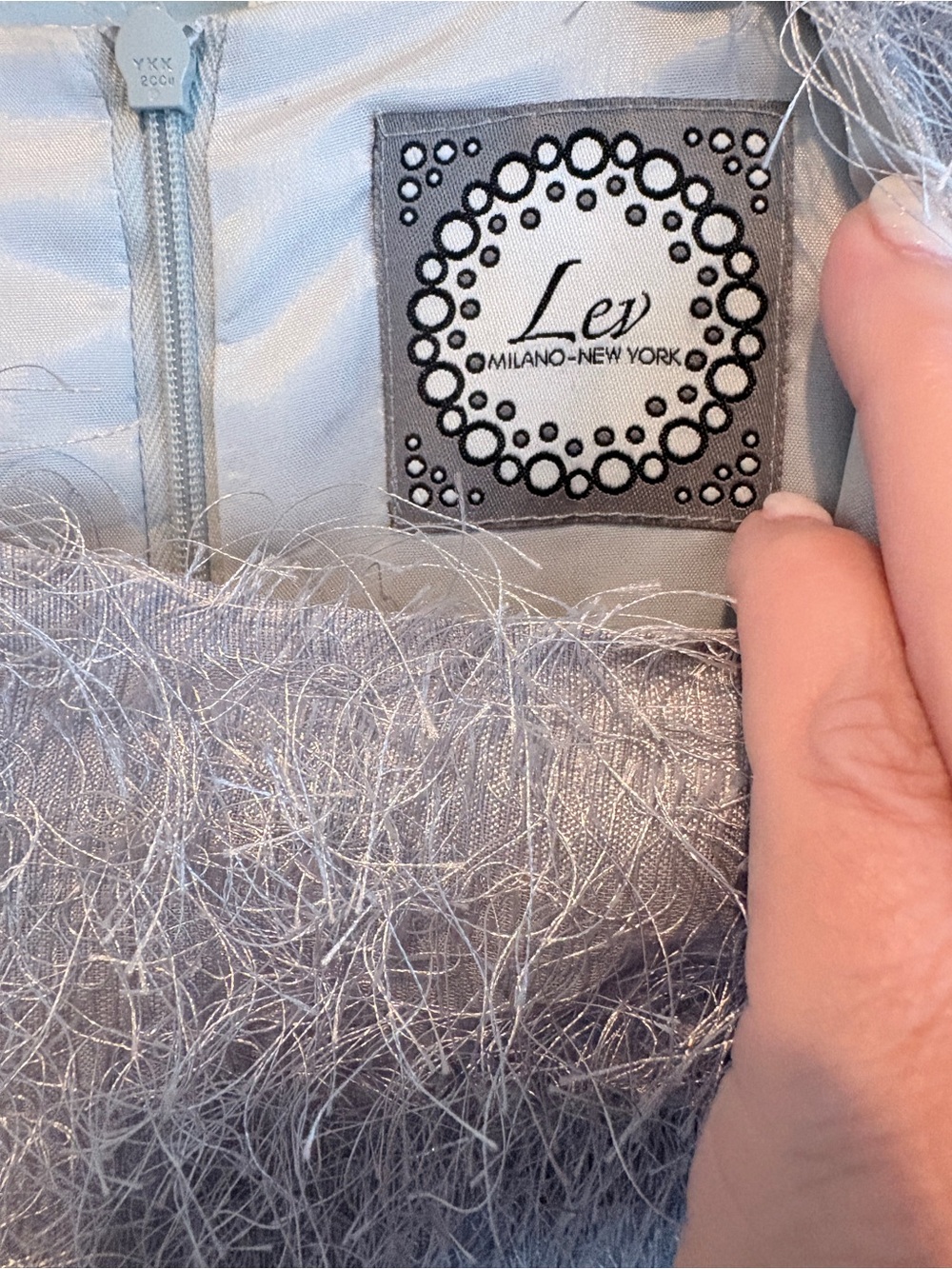 Lev Milano New York dress mother of the bride groom wedding guest, gray fringe S - Picture 10 of 12